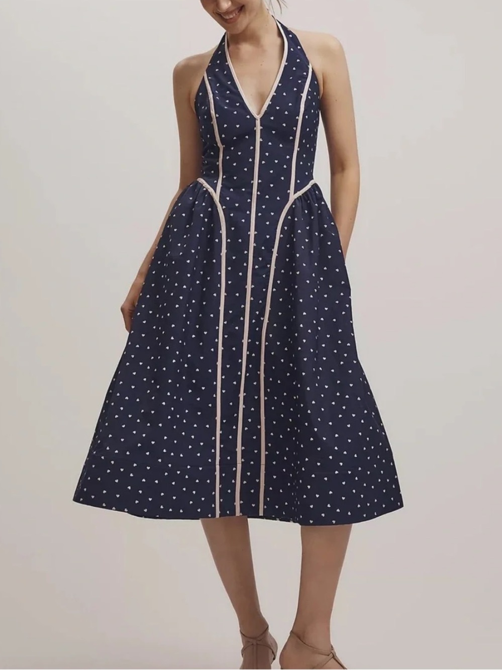 NWT Maeve Anthropologie navy haulter dress size S